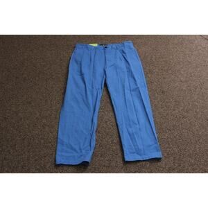 Houston White Pants Mens 38x30 Blue Chino Flat Front Casual 100% Cotton New